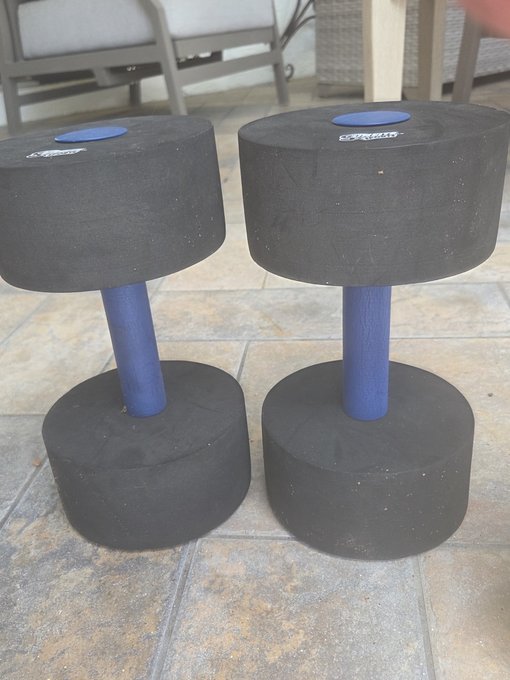 Blue-Handle Black Foam Water Dumbbells – Home Other